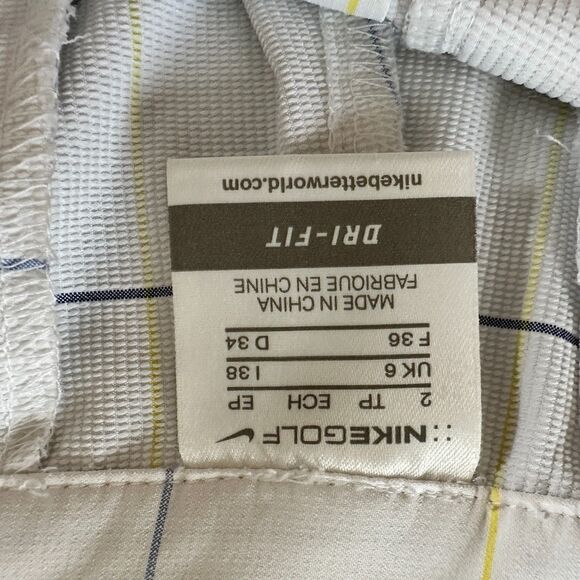 Nike Golf Bermuda Short Tech Dri-Fit White Blue Yellow Plaid Women Size 2 - Picture 4 of 6